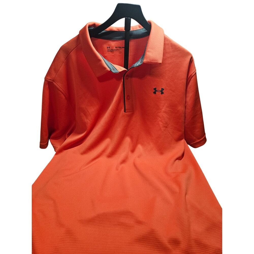 Under Armour Mens Loose Fit Golf Polo Orange Size Medium